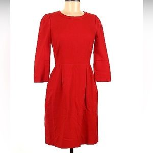 Just in time for those holiday photos! Red 3/4 sleeve casual red dress, j.crew